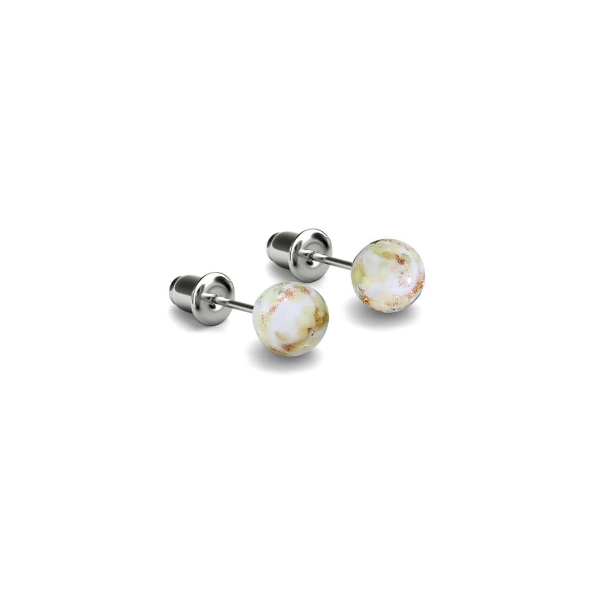 Elfenbein | 925er Sterlingsilber | Mini-Glühwürmchen-Ohrstecker aus Glas